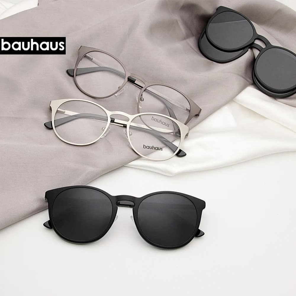 X106 bauhaus lunettes à monture magnétique en métal pour homme ou femme