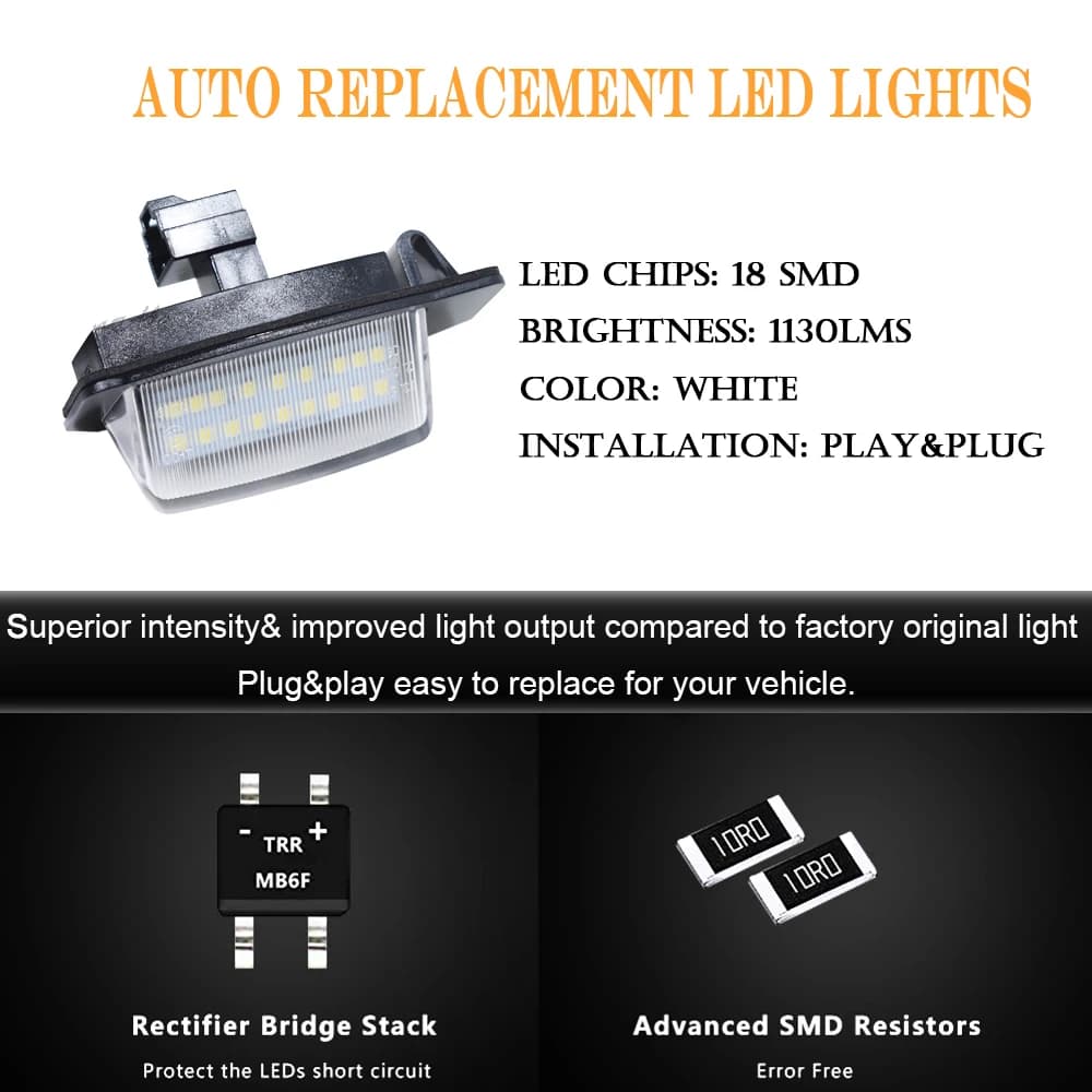 Eclairage de plaque d'immatriculation arrière à led, sans erreur, blanc Mitsubishi Eclipse 1 2 3 4 E