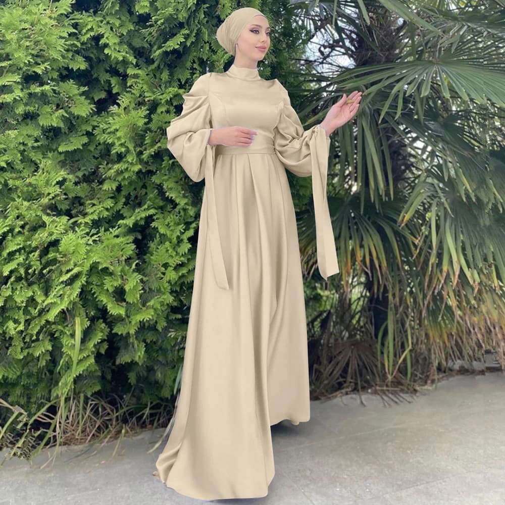 Robe Longue en Satin pour Femme Musulmane, Abaya, Hijab, Éducatif, Dubaï, Ramadan, Eid Mubarak, Arab