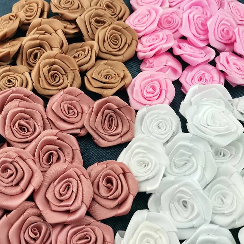 (30 pièces/paquet) 40mm Mini Rosette en Satin de haute qualité pour la décoration de vêtements de fê