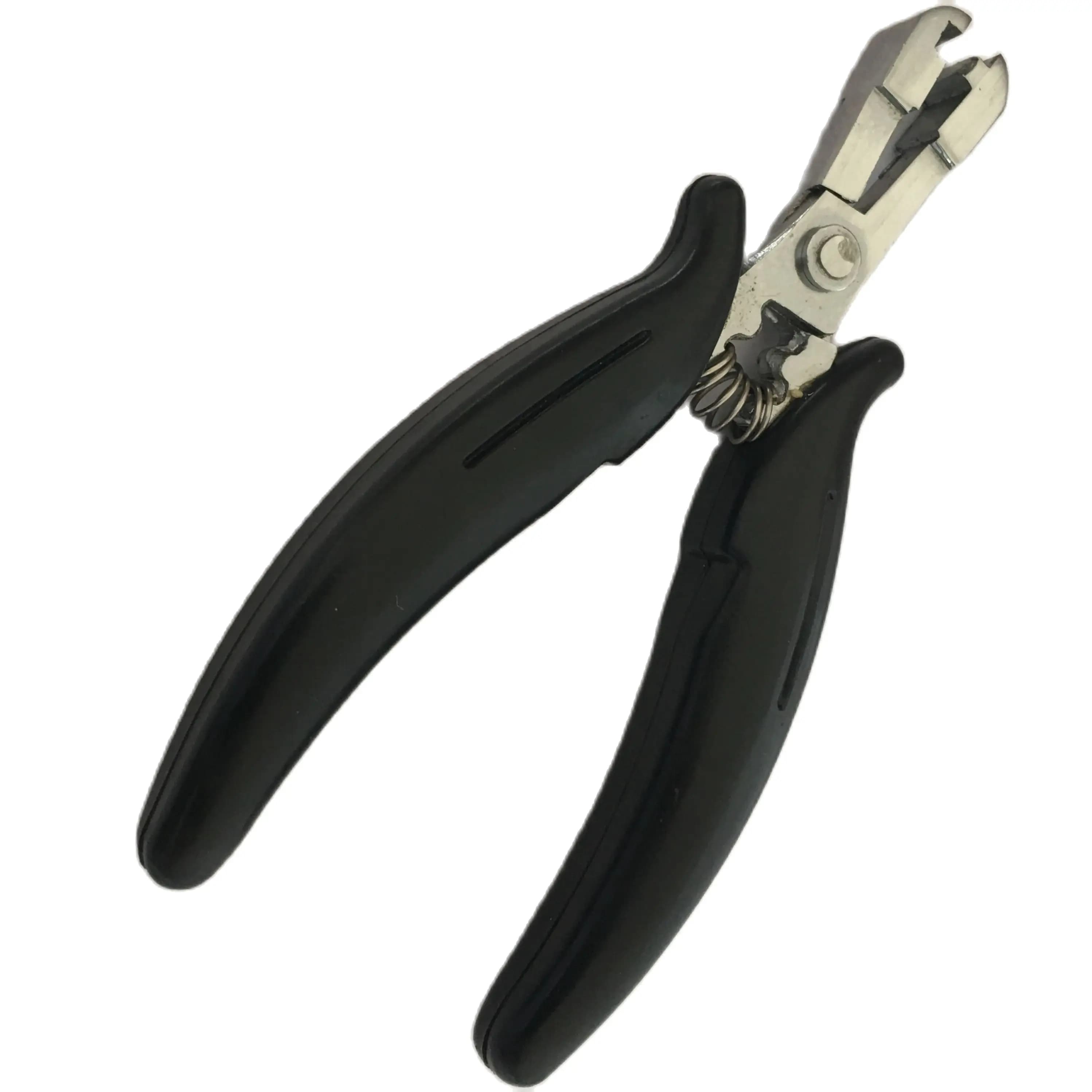 Pince de Type plat avec poignée noire, rainure de 6mm, pour Extensions de cheveux pré-collées, outil