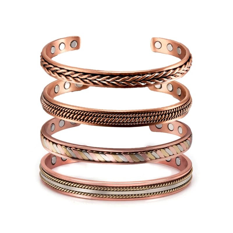 Bracelet magnétique torsadé en cuivre pur, bracelets à manchette réglables pour hommes et femmes, so