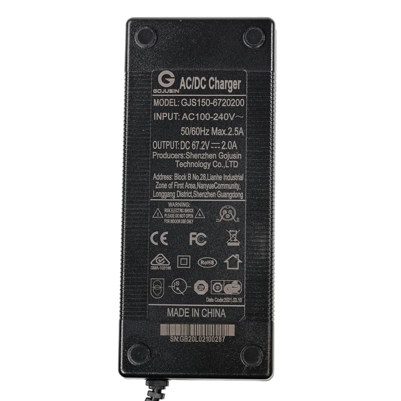 Chargeur de batterie pour scooter électrique, GX16, pipeline 67,2 V, AC, DC, Eddie ion, modèle 60V, 