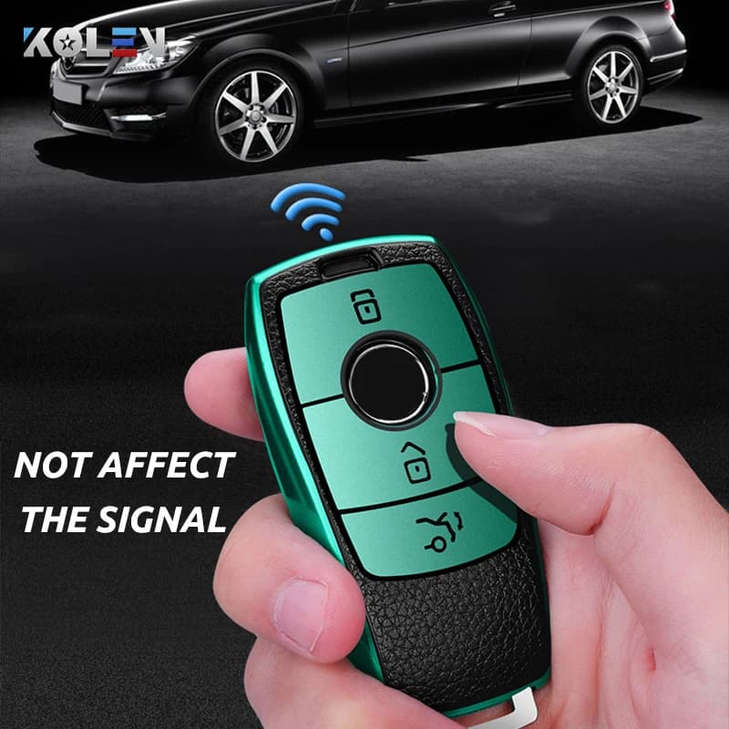 Coque de protection pour clé télécommande de voiture, PU + TPU, pour Mercedes Benz A C E S G GLS cla