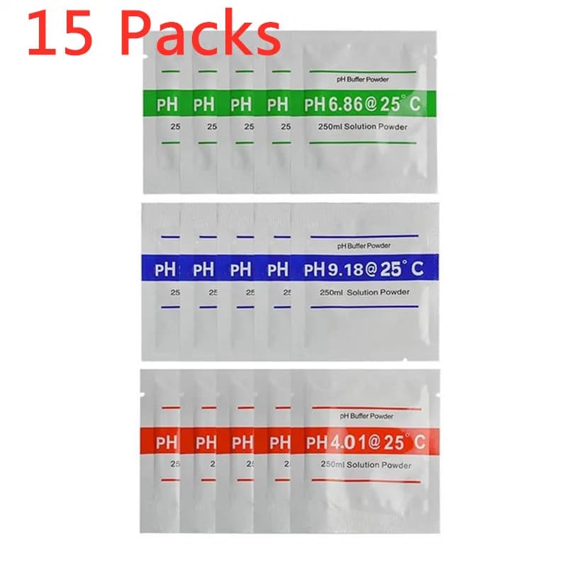 Buffet en poudre pour solution d’étalonnage, testeur PH, 4,01, 6,86, 9,18, 15 pièces/sachets, mesure