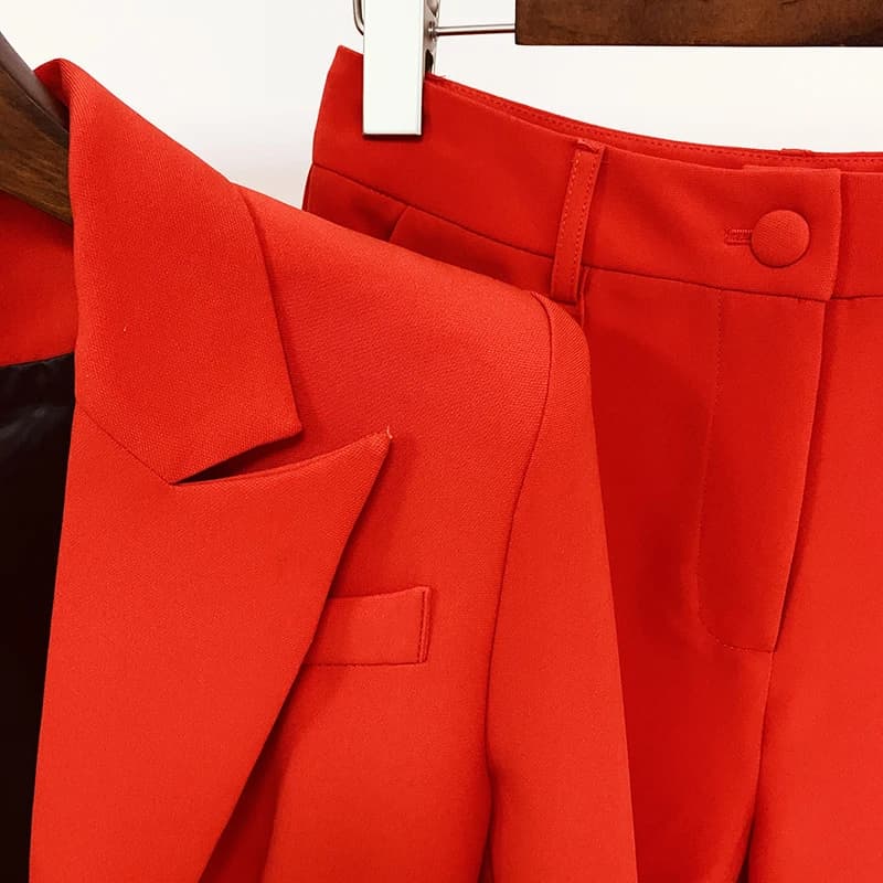 Ensemble de costume Blazer de styliste pour femmes, haute qualité, nouvelle mode, bouton unique, rou