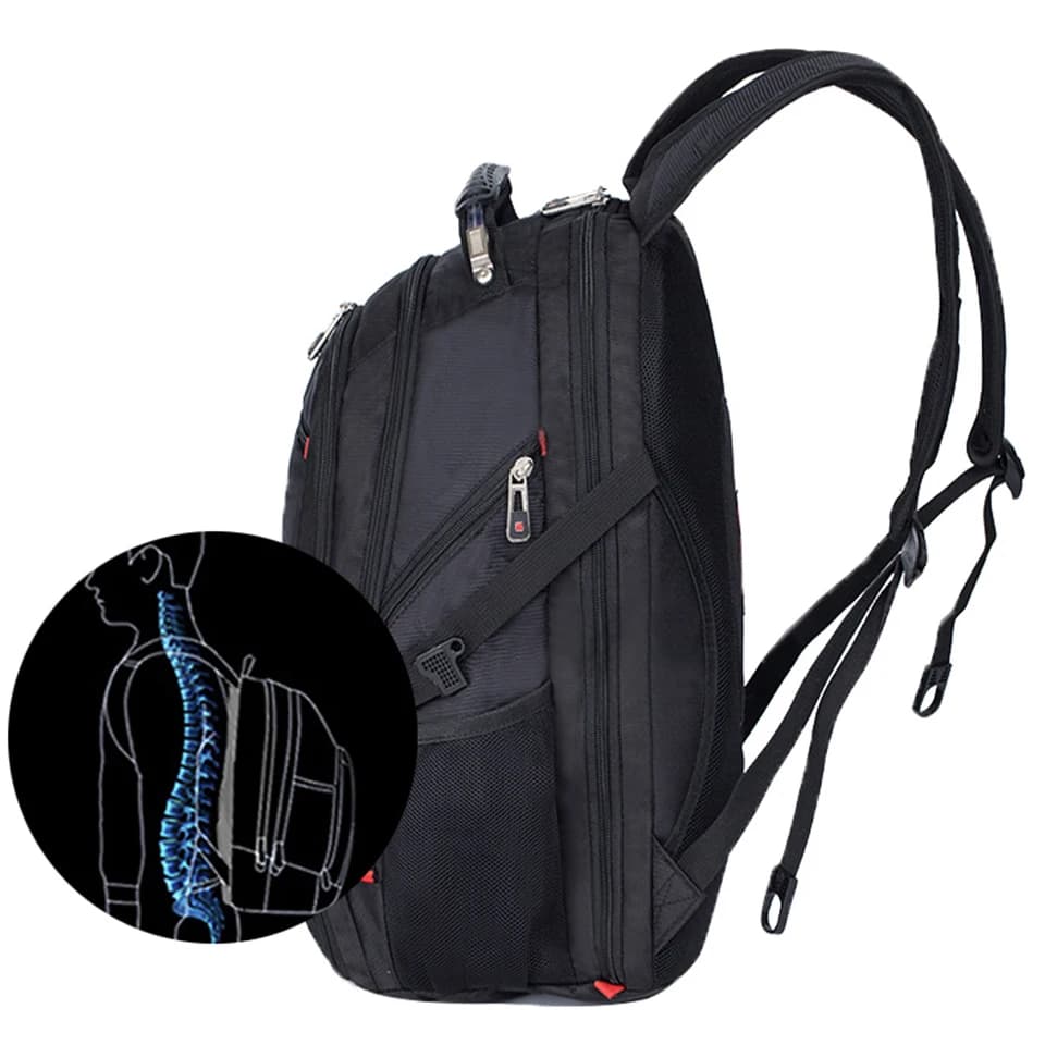 Sac à dos suisse étanche pour hommes, sacs à dos pour ordinateur portable 15.6/17 pouces, sacs de vo
