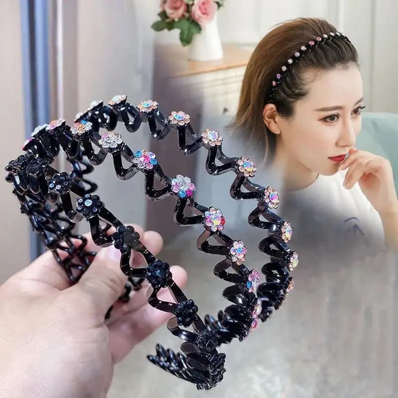 Bandeaux élastiques antidérapants en strass pour femmes, fleur, mode perle, cerceau pour cheveux, lu