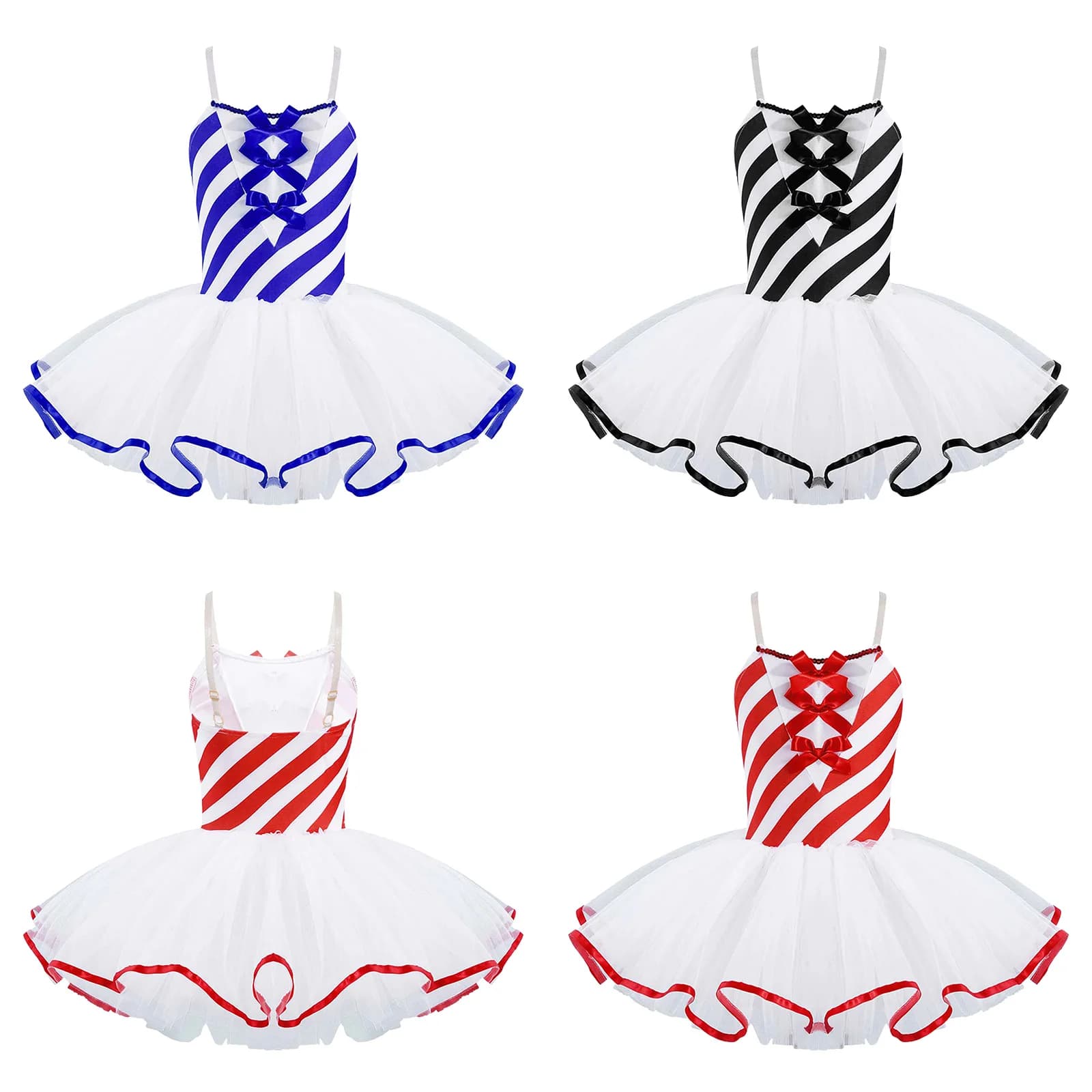 Robe de danse tutu de ballet rayée Candy Cane pour filles, patinage artistique de Noël, costume de d