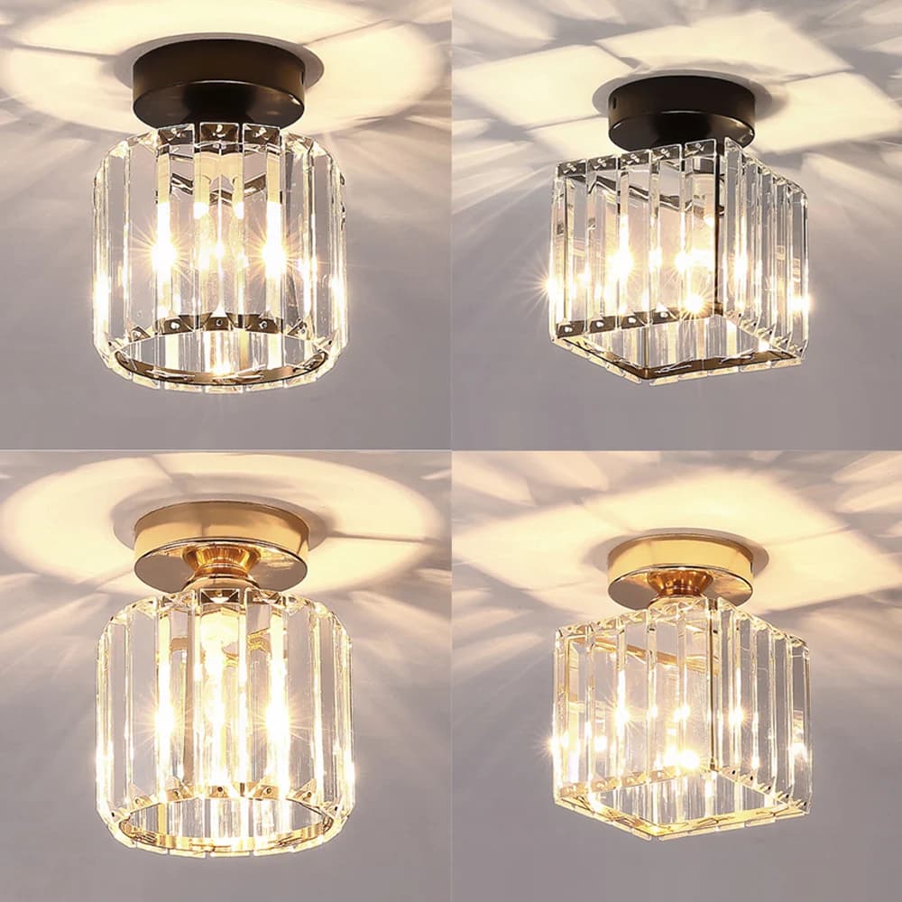 Plafonnier en cristal E27 LED au design moderne et créatif, luminaire décoratif de plafond, idéal po