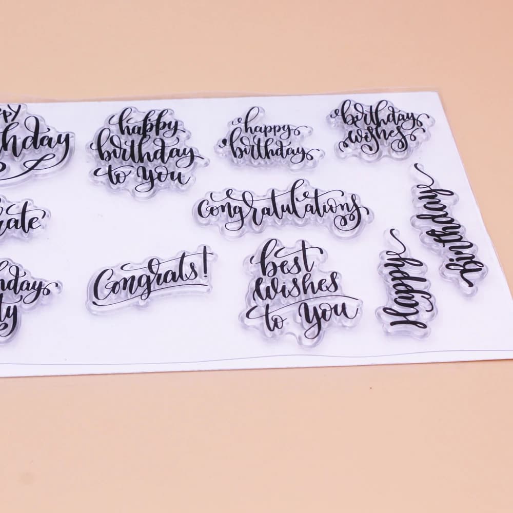 Alinacutle timbres clairs joyeux anniversaire Sentiments Scrapbooking carte Album papier artisanat c