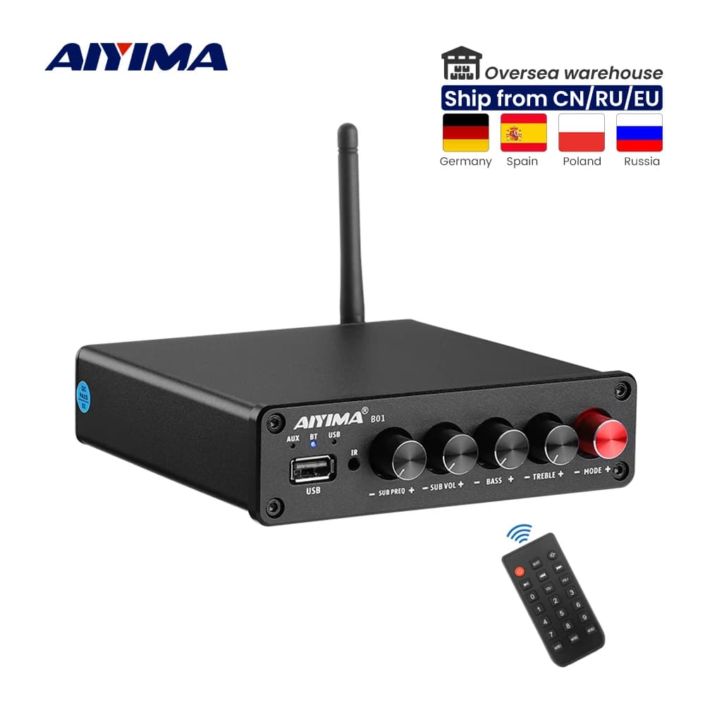 AIYIMA-Amplificateur de puissance numérique Bluetooth 5.0, caisson de basses B01, 50W x 2 + 100W, TP