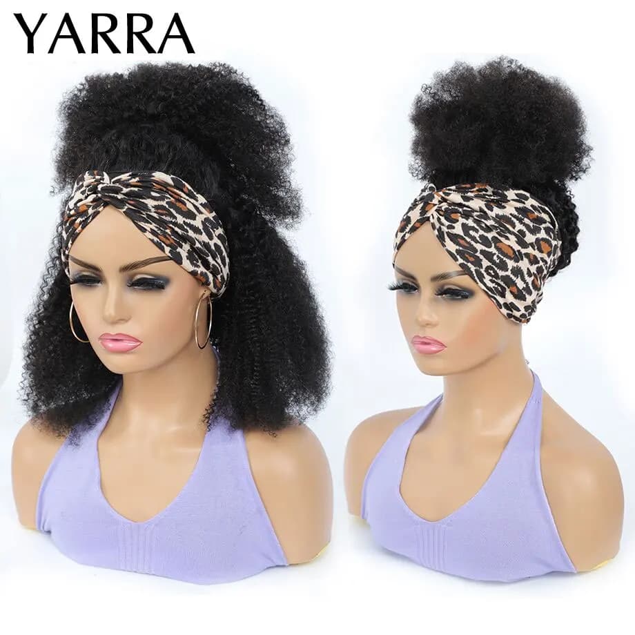 YARRA-Perruque Brésilienne Naturelle Remy, Cheveux Crépus Bouclés, Afro, Fait à la Machine, Densité 