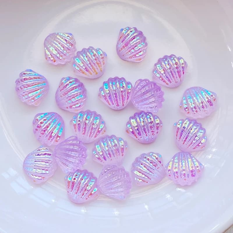 100 pièces nouveau mignon Mini coquille brillante résine Figurine artisanat Flatback Cabochon orneme