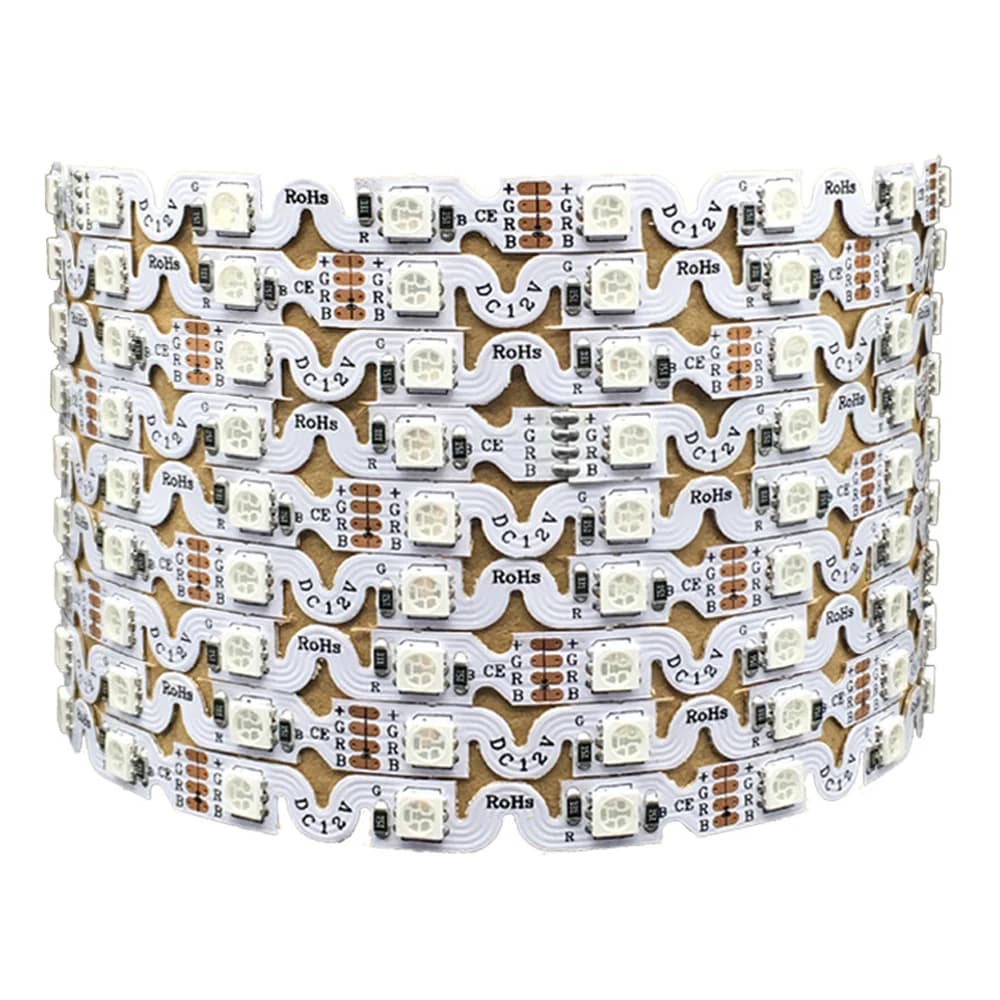 Bande LED Flexible en forme de S, 5m, 12V, 24V, 5050 RGB, blanc chaud, blanc, 60LED/m, canal de plia