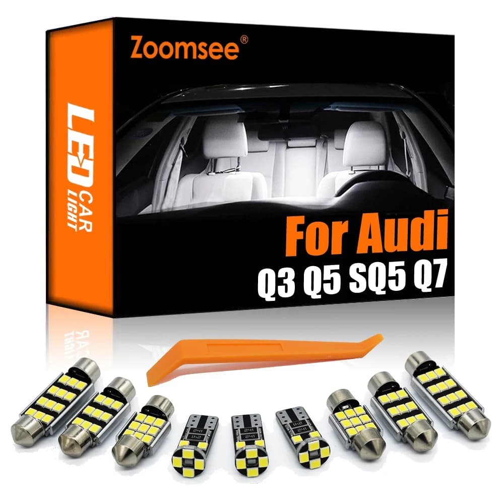 Zoomsee Kit d'éclairage intérieur LED pour Audi Q3 8U Q5 8R SQ5 Q7 4L Canbus ampoule de voiture dôme