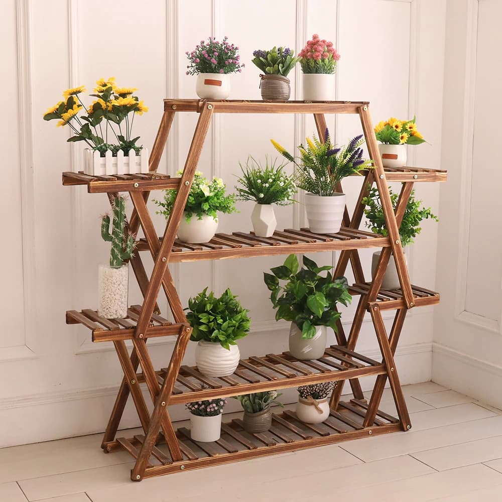 Grand support triangulaire pour plantes en bois, support de Pot de fleur d'intérieur à 6 niveaux, pr