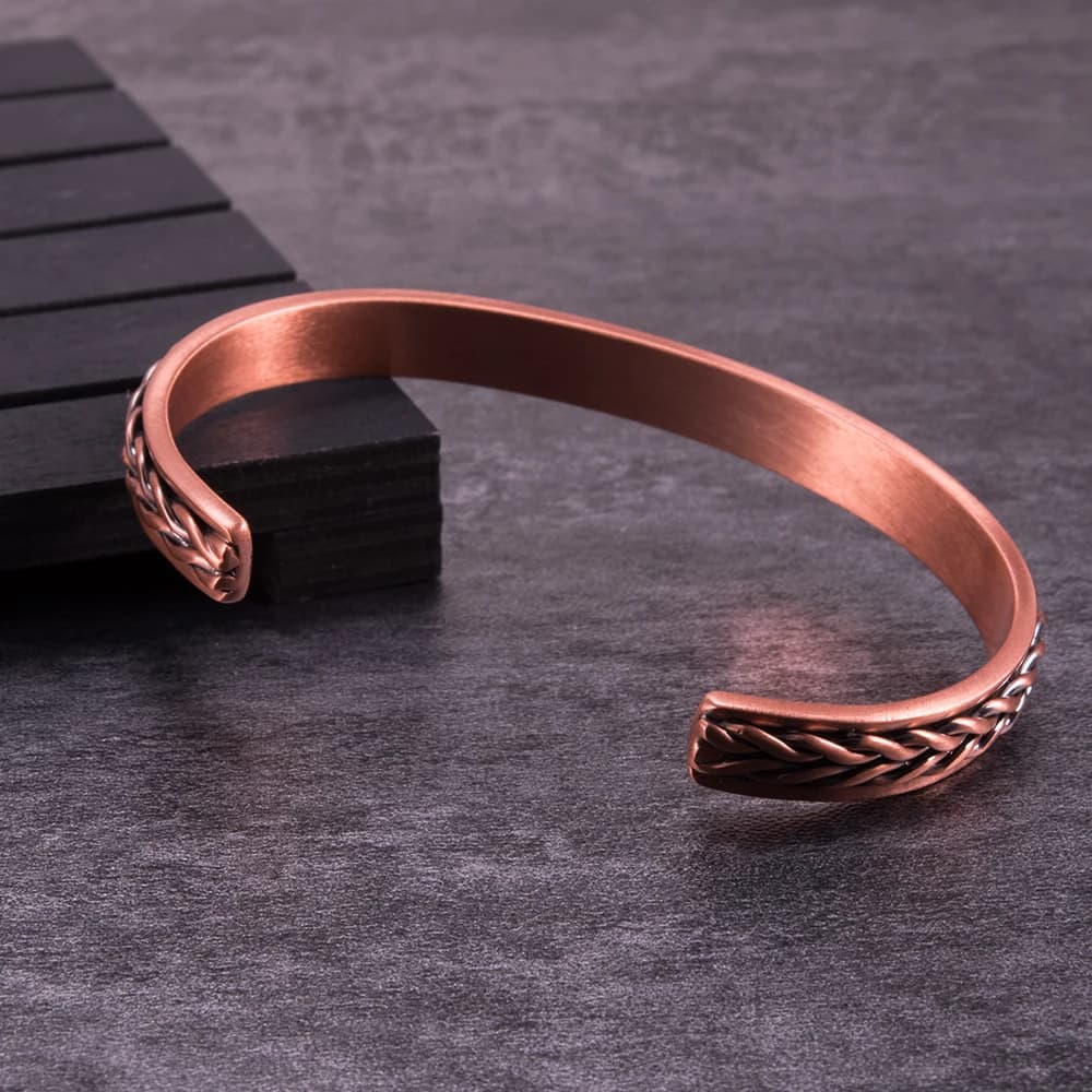 Bracelet magnétique torsadé en cuivre pur, bracelets à manchette réglables pour hommes et femmes, so