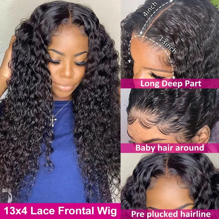 Perruque Lace Front Wig Naturelle Bouclée, Deep Wave, 13x4, 13x6, HD, 5x5, 6 Tages, 28 30 Pouces