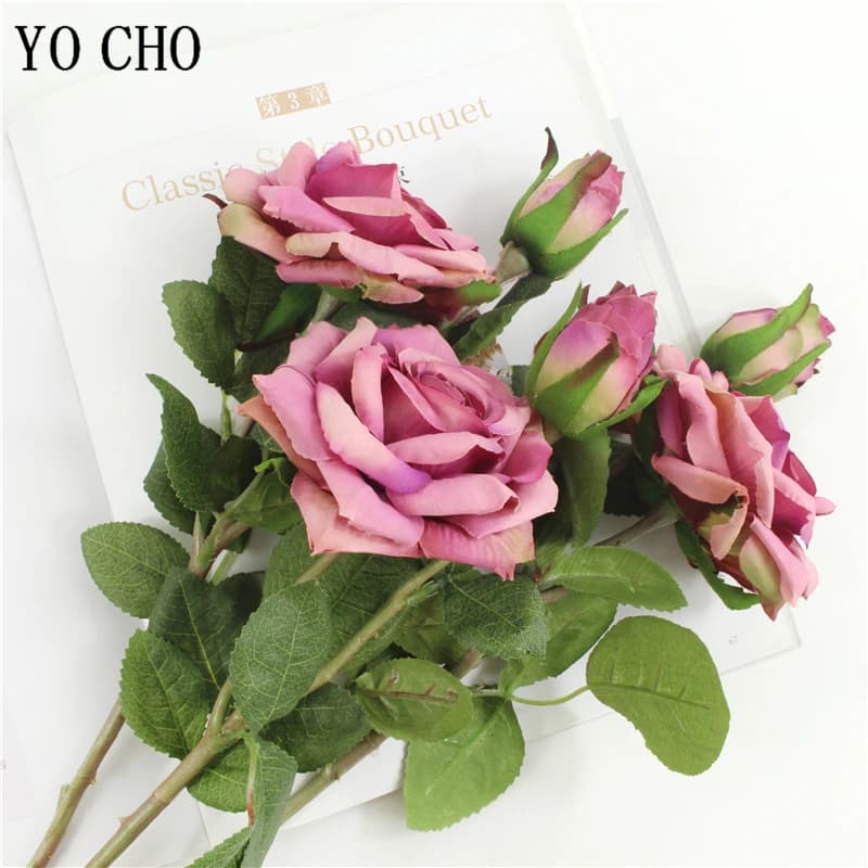 Décoration de mariage fleurs artificielles de haute qualité roses vives au toucher réel fleur artifi