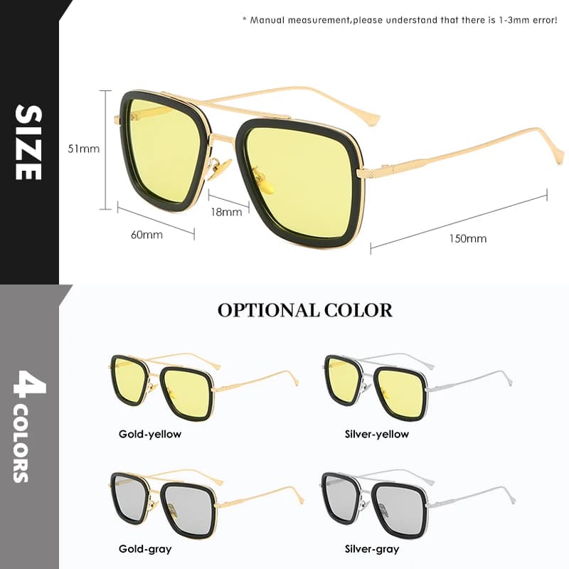 Top qualité Tony Stark carré lunettes de soleil photochromique polarisé hommes lunettes Steampunk lu