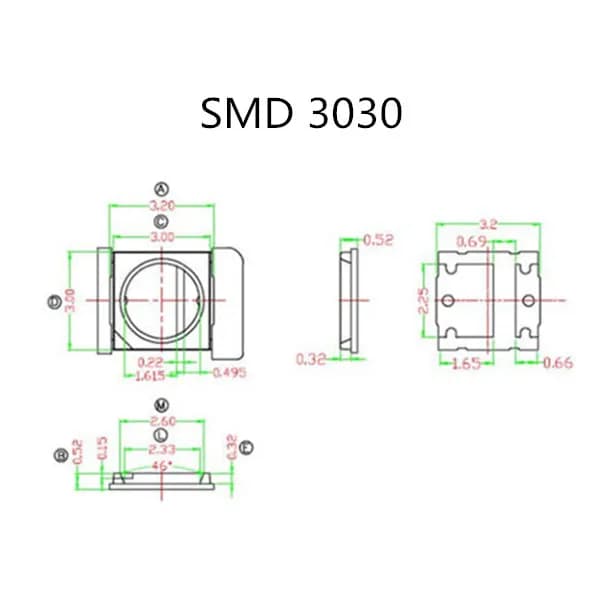 100 pièces SMD LED 2835 puce 0.5W 1W 3V 6V 9V 18V 36V 140LM 4000K perles blanches lumière blanche ch