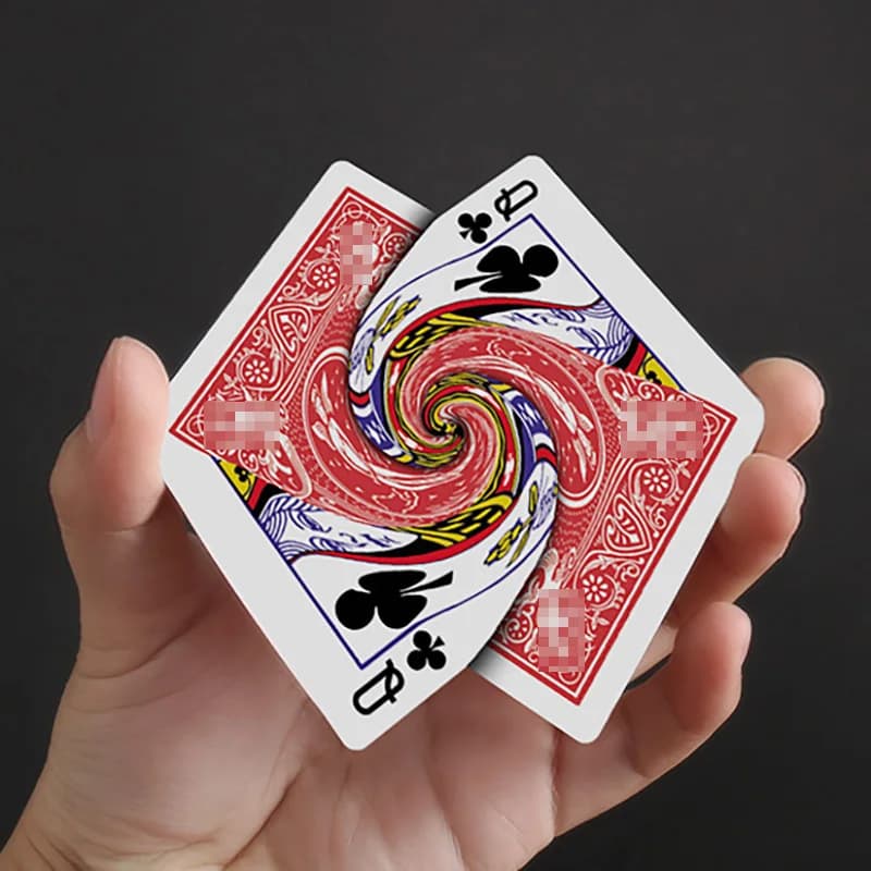 Tours de magie Vortex, carte à jouer connectée, carte de changement de Poker, magicien, gros plan, i