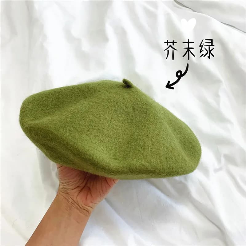 Béret en laine pour adulte, chapeau d'artiste, épais et chaud, style citrouille française