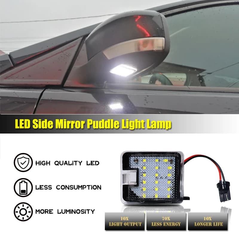 Lampes LED blanches sans erreur sous les rétroviseurs latéraux pour Ford C-Max, Focus, Kuga, Escape,