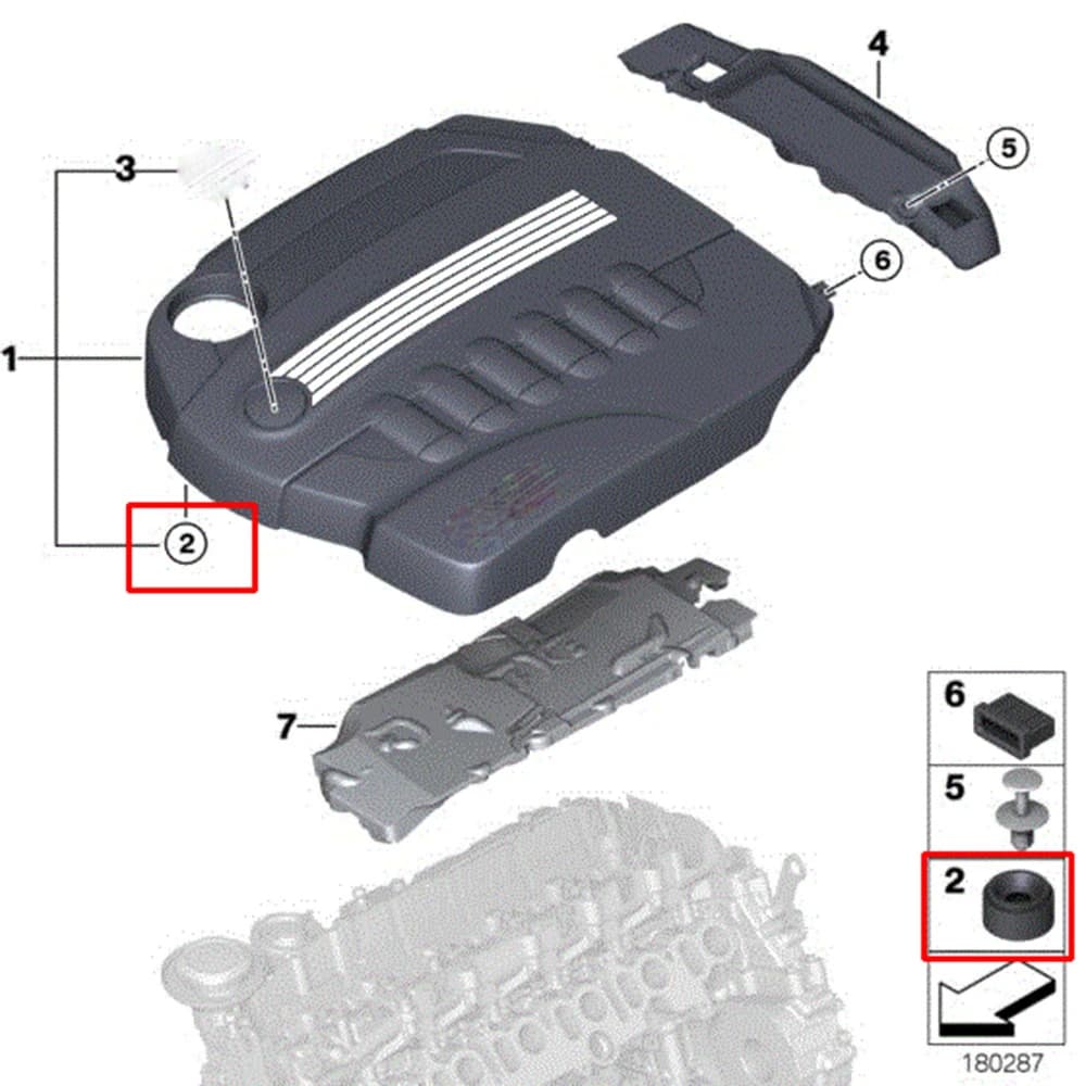 Support de montage en caoutchouc pour couvercle de moteur, compatible avec BMW 2, 3, 4, 5, 6, 7 Seri