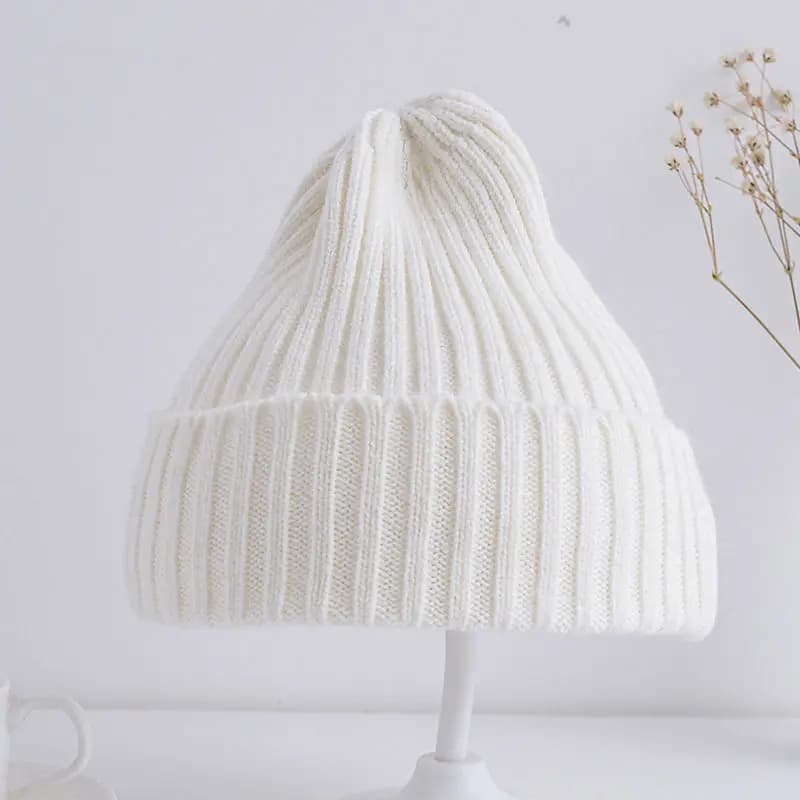Bonnet tricoté côtelé pour bébés filles et garçons, casquette coupe-vent décontractée pour tout-peti