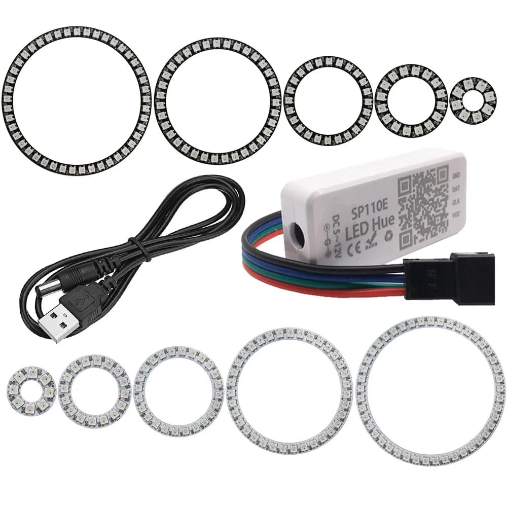 WS2812B 8/16/24/35/45Led Pixel SP110E Kit de contrôleur Gyverlamp RGB anneau adressable individuel W