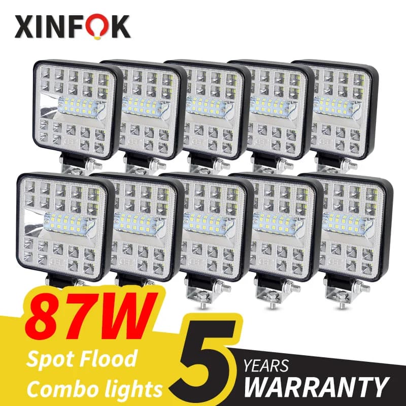 Projecteur de travail LED pour voiture, faisceau combiné 3030 SMD 87 Watts, Spot d'inondation Super 