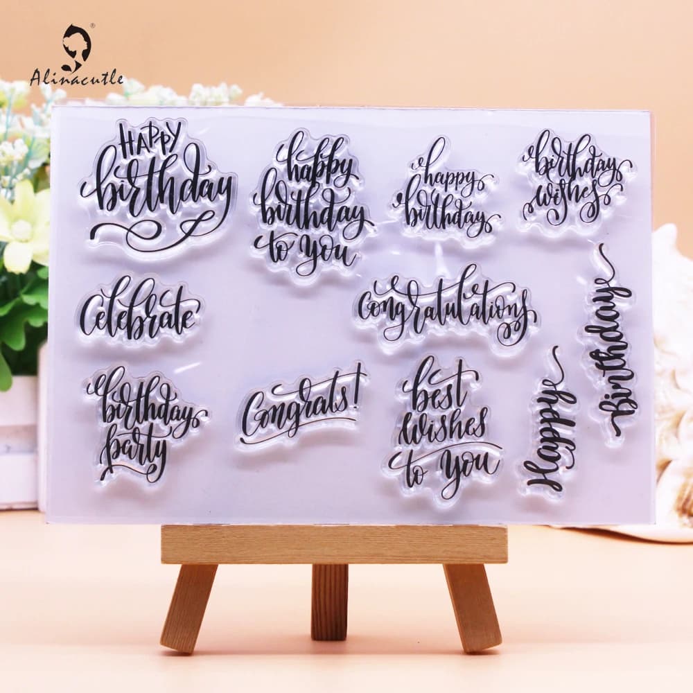 Alinacutle timbres clairs joyeux anniversaire Sentiments Scrapbooking carte Album papier artisanat c