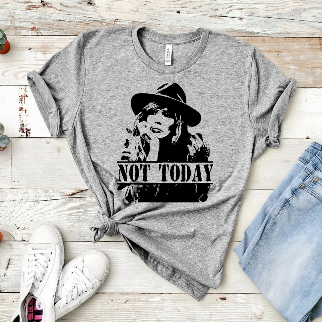 T-Shirt avec dessin de "Not Today", T-Shirt humoristique, avec motif de pierre jaune, avec dessin de