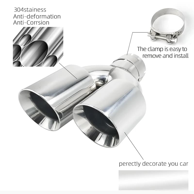 Système d'échappement universel à double embout en U, en acier inoxydable, accessoires pour voitures