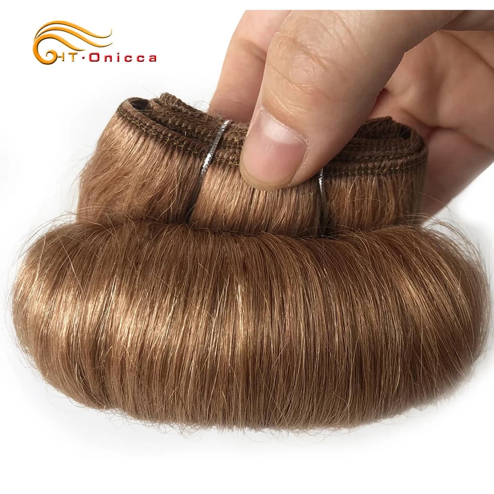 Bundles de tissage de cheveux humains bouclés indiens, produits de cheveux courts, faisceaux ondulés