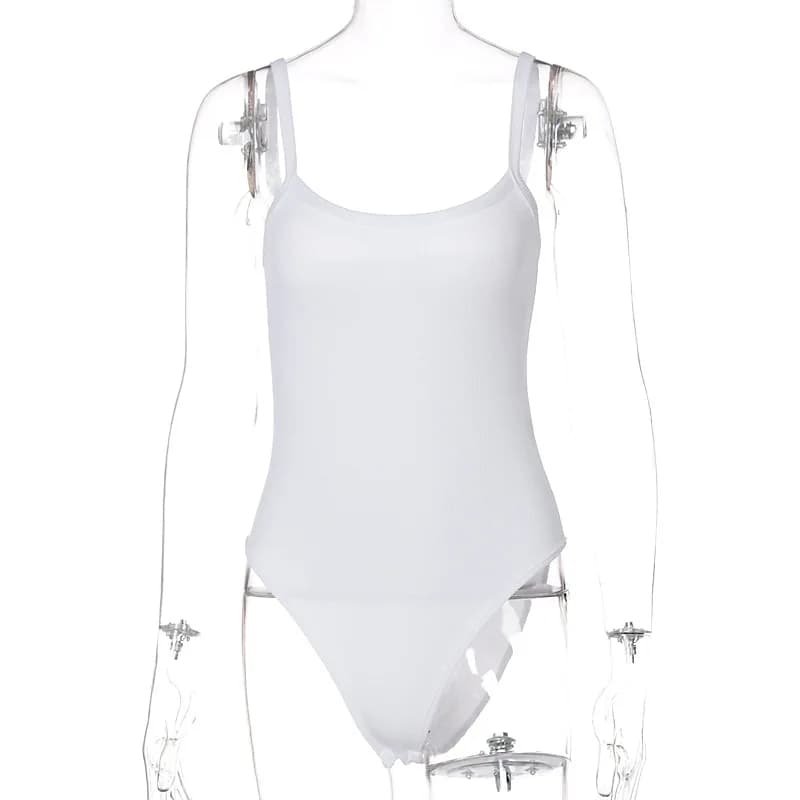 Combinaison Slim pour Femme, Couleur Unie, Sexy, Décontractée, Basique, Blanc, pour l'Été