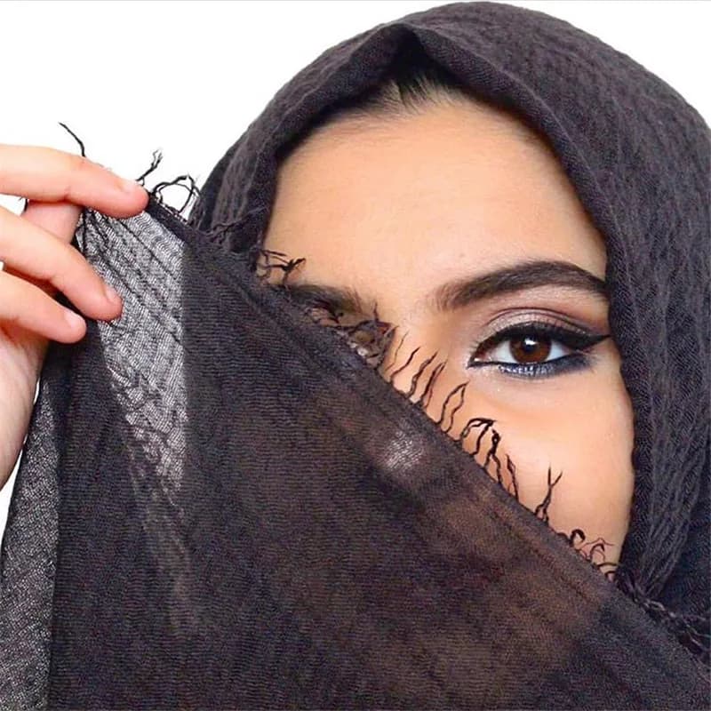 Musulman froissé 70*175Cm femmes Hijab écharpe doux coton foulard islamique bandeau Hijab Femme Musu