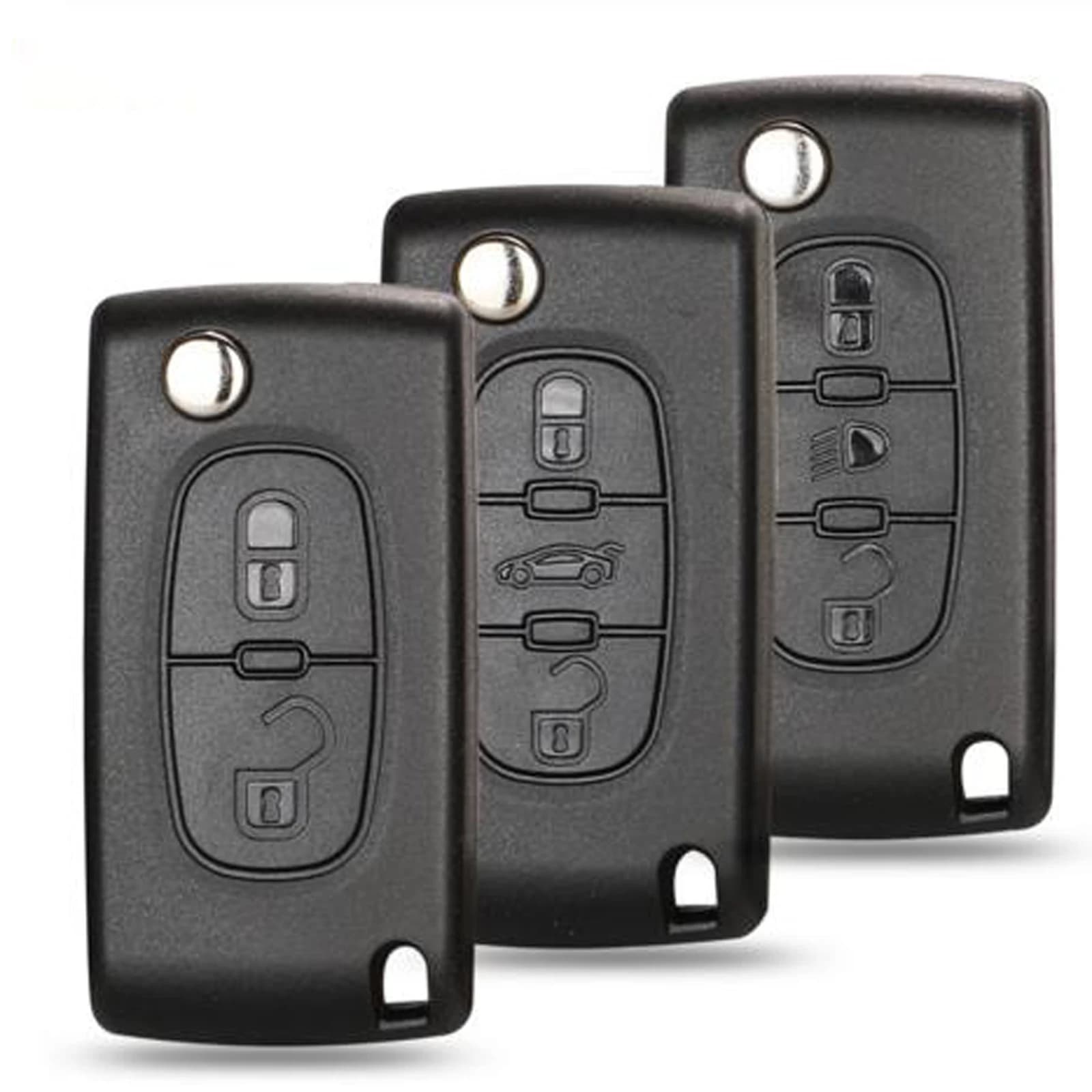 Jingyuqin 2/3 boutons rabat pliant coque de clé de voiture à distance pour peugeot 107 206 307 407 4