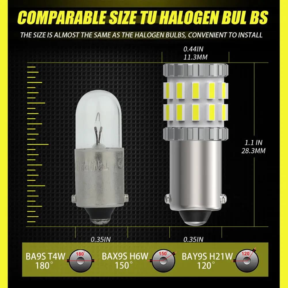 Super lumineux BA9S LED BAX9S H6W T4W BAY9S H21W ampoule 30-SMD voiture feux de recul Auto plaque d'