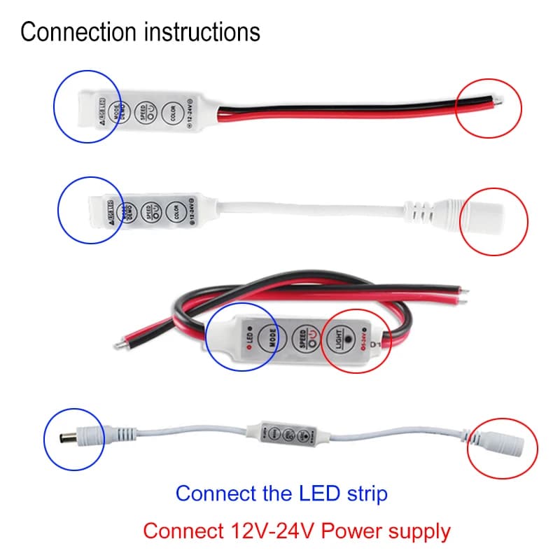 Mini contrôleur LED RGB à 3 touches, DC 5V-12V-24V, pilote de variateur couleur unique pour bande lu