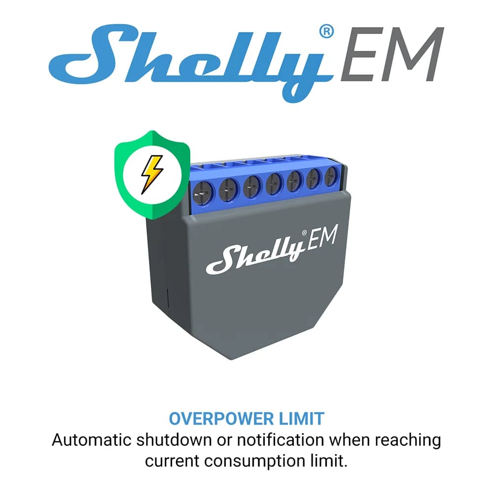 Shelly EM + pince Domotica, compteur d'énergie fonctionnant en WiFi, contrôle du contacteur, mesure 
