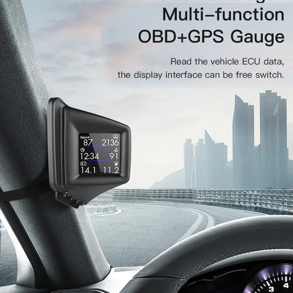 Gadget HUD multifonction OBD2 + GPS, ordinateur de bord, montant A, installation de garniture, RPM T