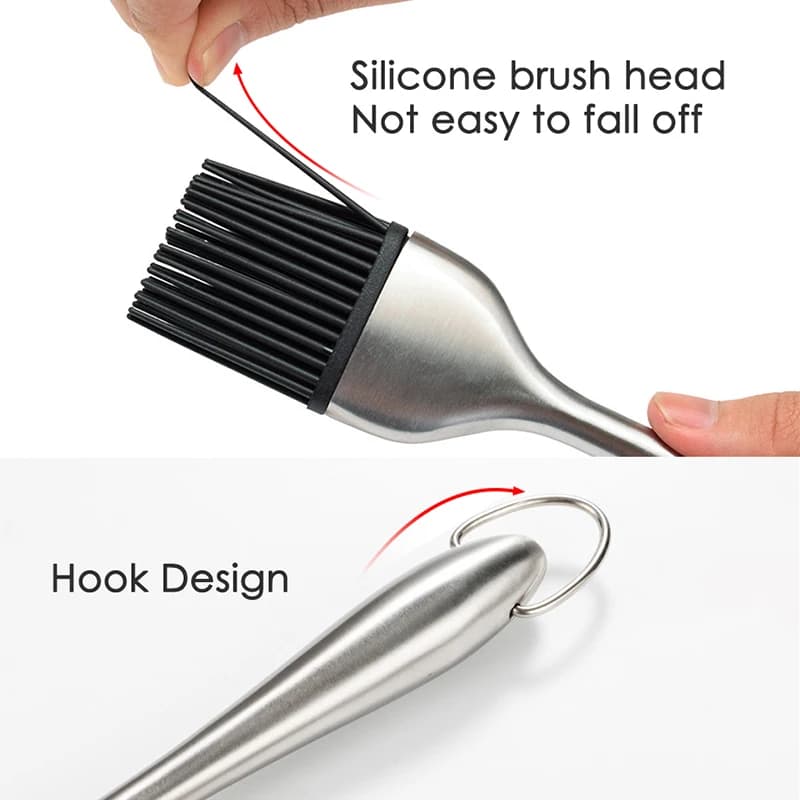 Brosse à badigeonner en Silicone pour Barbecue, brosse à Sauce à l'huile, poignée en acier inoxydabl