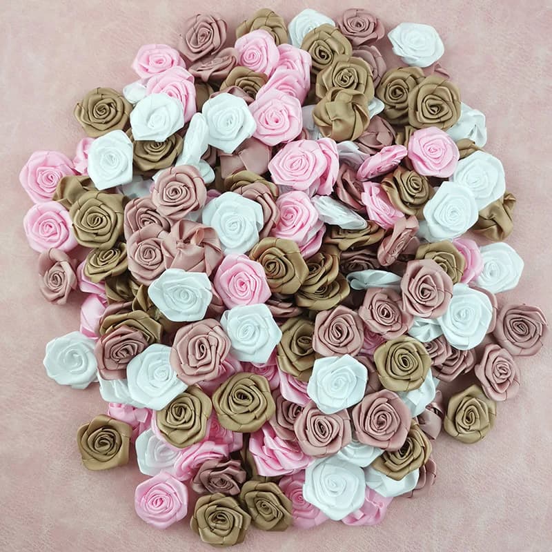 (30 pièces/paquet) 40mm Mini Rosette en Satin de haute qualité pour la décoration de vêtements de fê