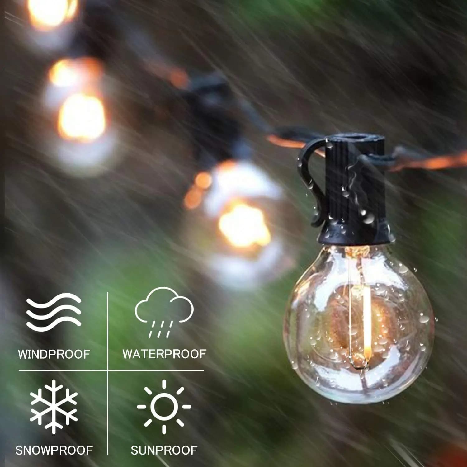 Guirlande lumineuse LED d'extérieur G40, guirlande de fête, ampoules Globe à intensité variable, lam