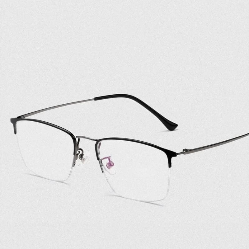 YIMARUILI – lunettes d'affaires rétro ultralégères pour hommes, demi-monture, titane pur, myopie, hy