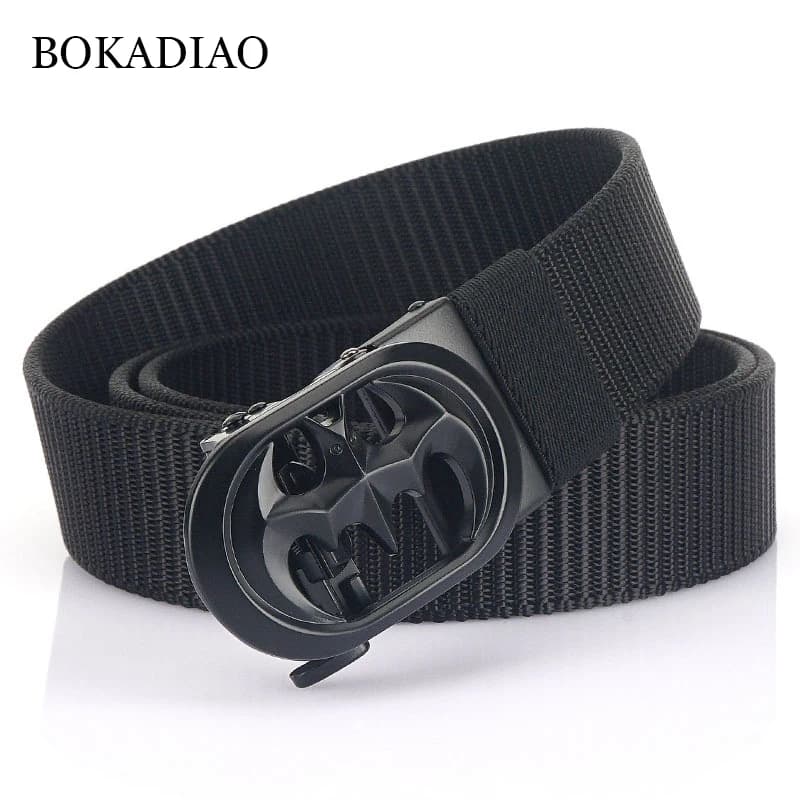 BOKADIAO Ceinture en nylon pour hommes de luxe chauve-souris en métal boucle automatique ceintures e