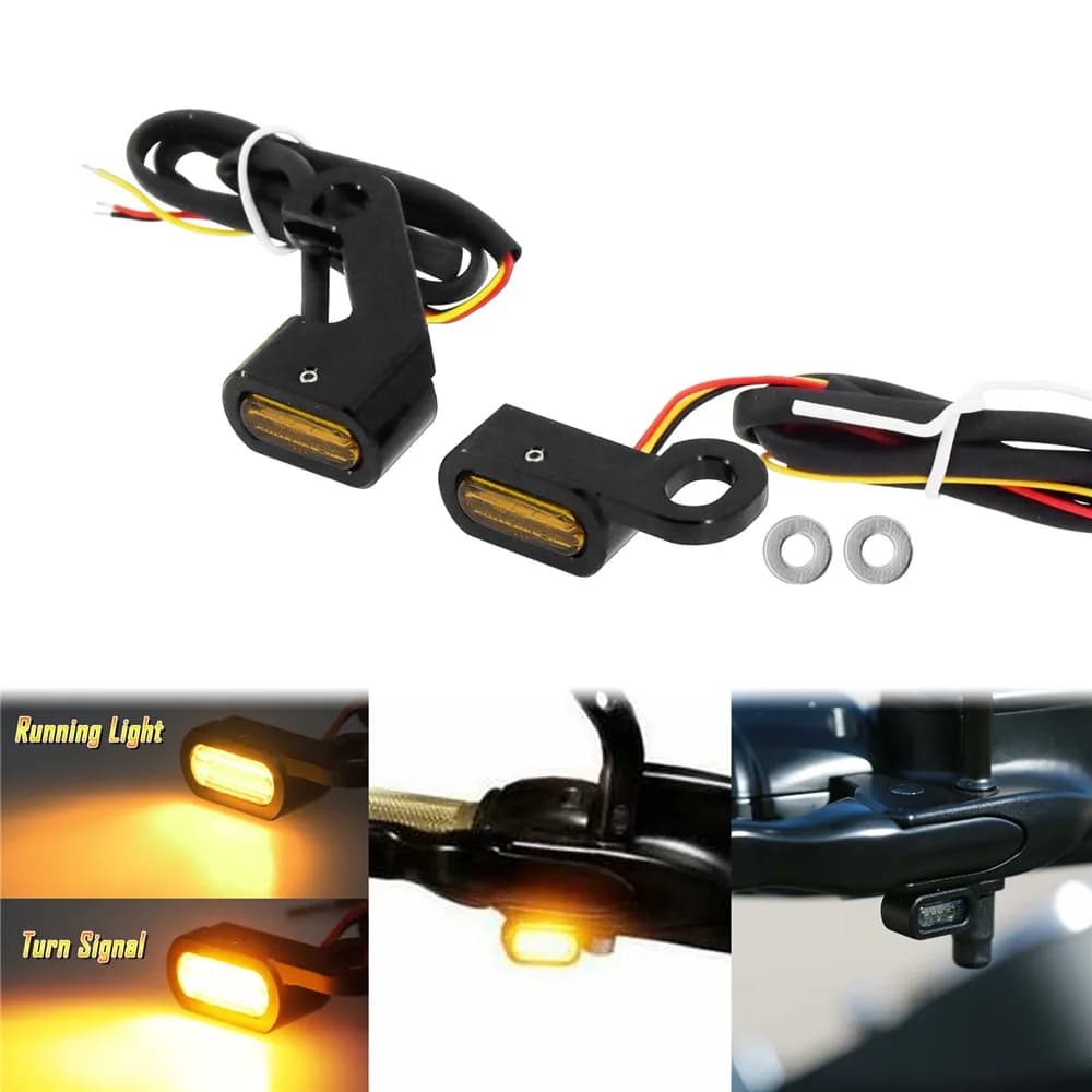 Mini clignotants LED pour motos, lumière ambre avec poignée E Mark, lampe pour Harley Softail Tourin